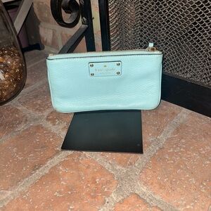 kate spade Mint Leather Zip Cosmetic Pouch